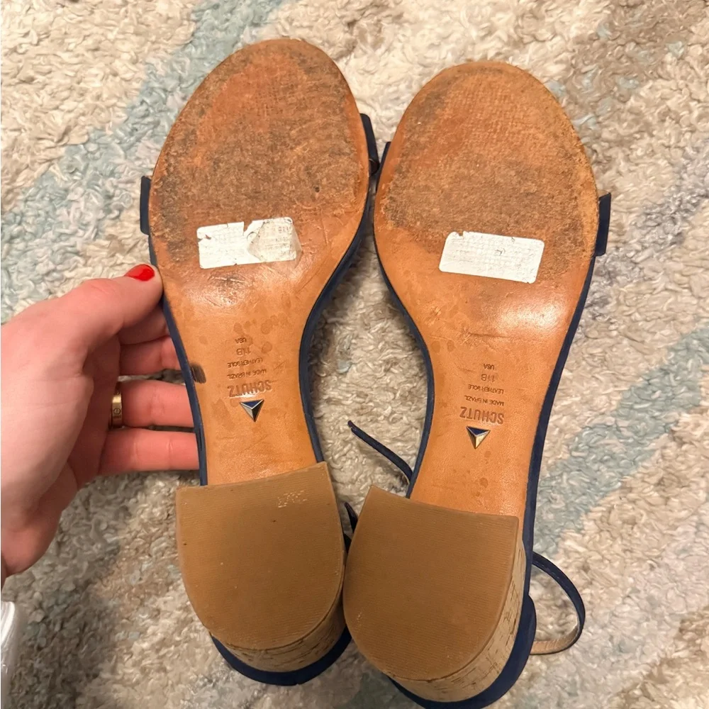 Schutz Navy Blue Suede Block Heels - Picture 4 of 4